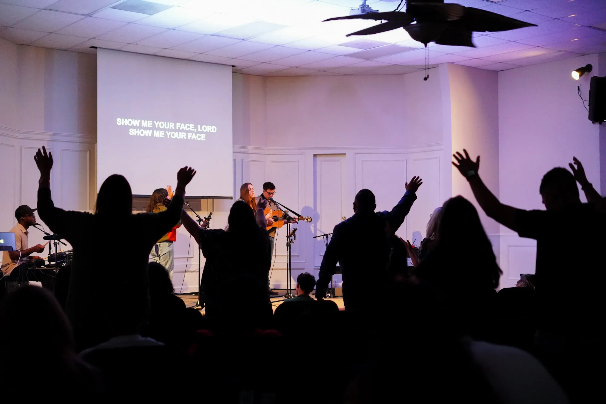 Worship crowd shot from back